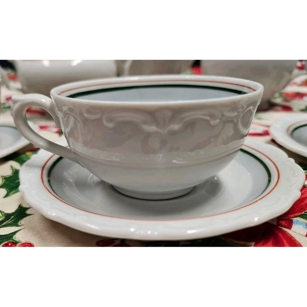 Tea‎ Set, 6 Small Coffee Cups, 6 Saucers, Cream and Sugar and Teapot, Kahla 166